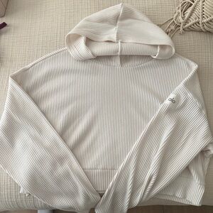 ALO Yoga Women's Ribbed Cream Hoodie